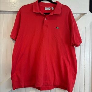 Lacoste Classic Fit Polo Shirt Red Cotton Crocodile Logo XXL